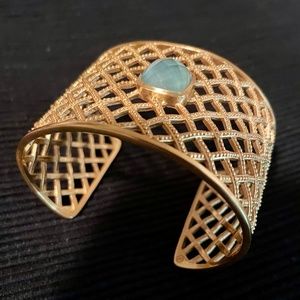 Julie Vos Cuff Bracelet with Blue Stone.